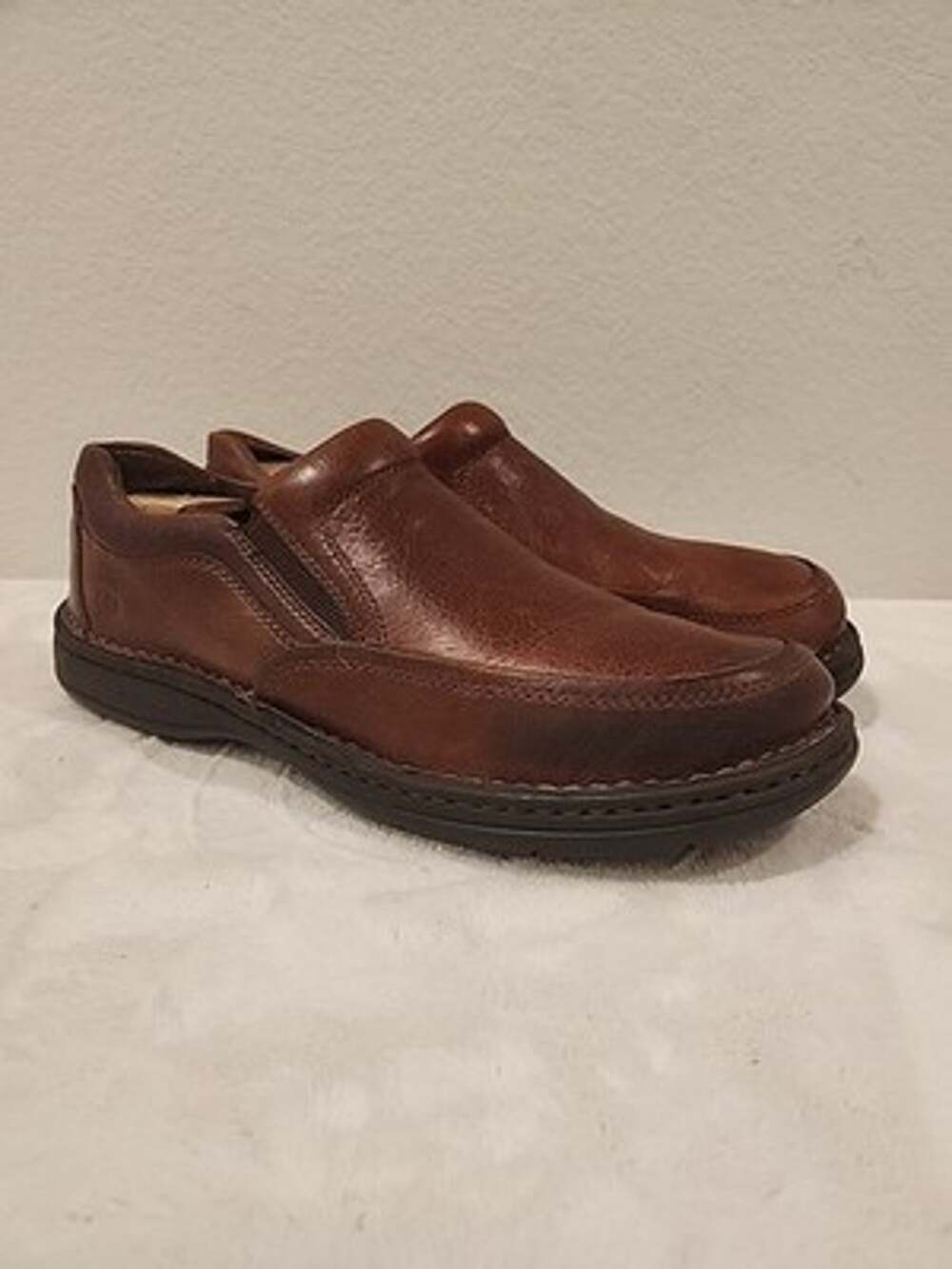 Born Men's 13M Blast III Brown Leather Boat Slip-on Loafers Shoes